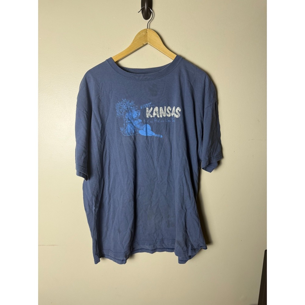 Kansas‎ Tourism T Shirt Mens 2XL Blue Funny Graphic Print Short Sleeve